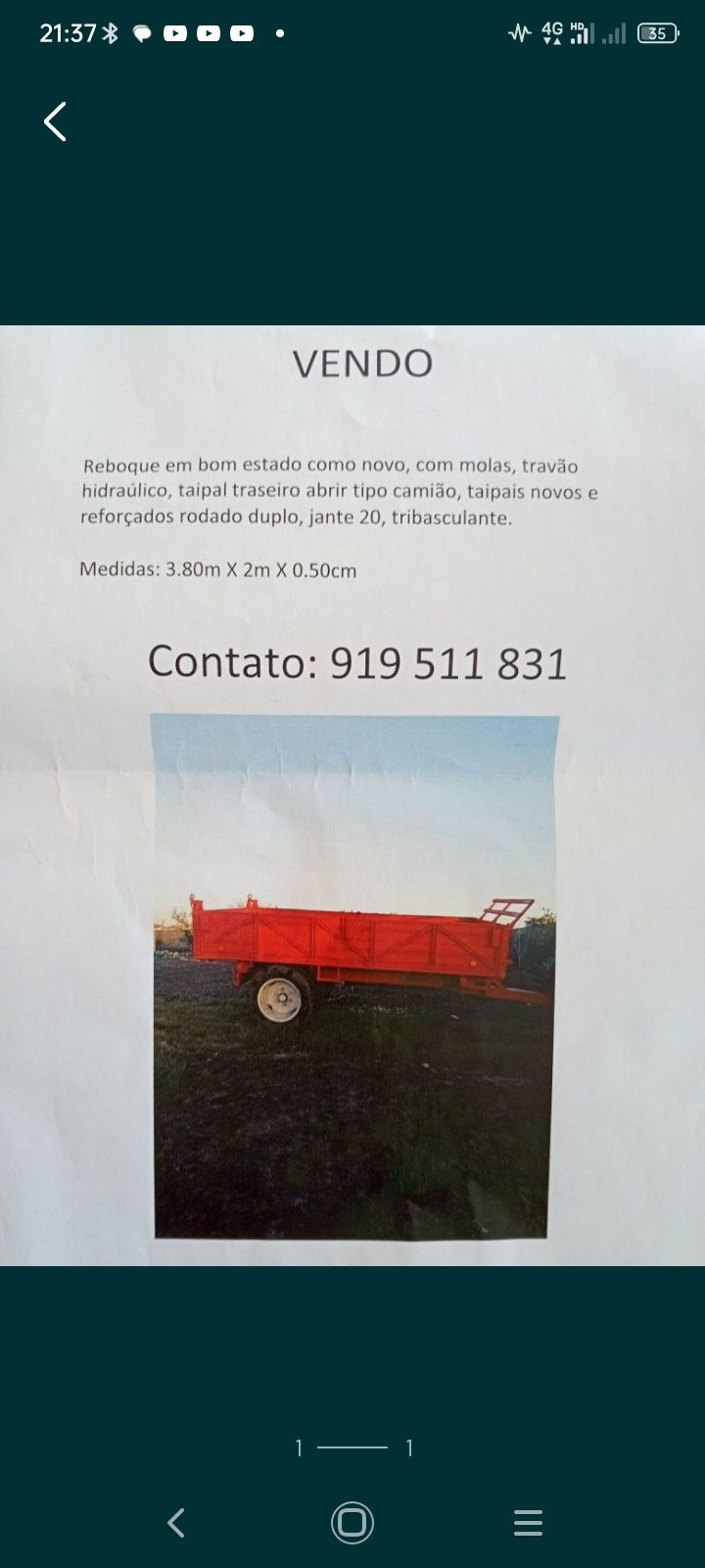 Reboque Agrícola Semi-Novo