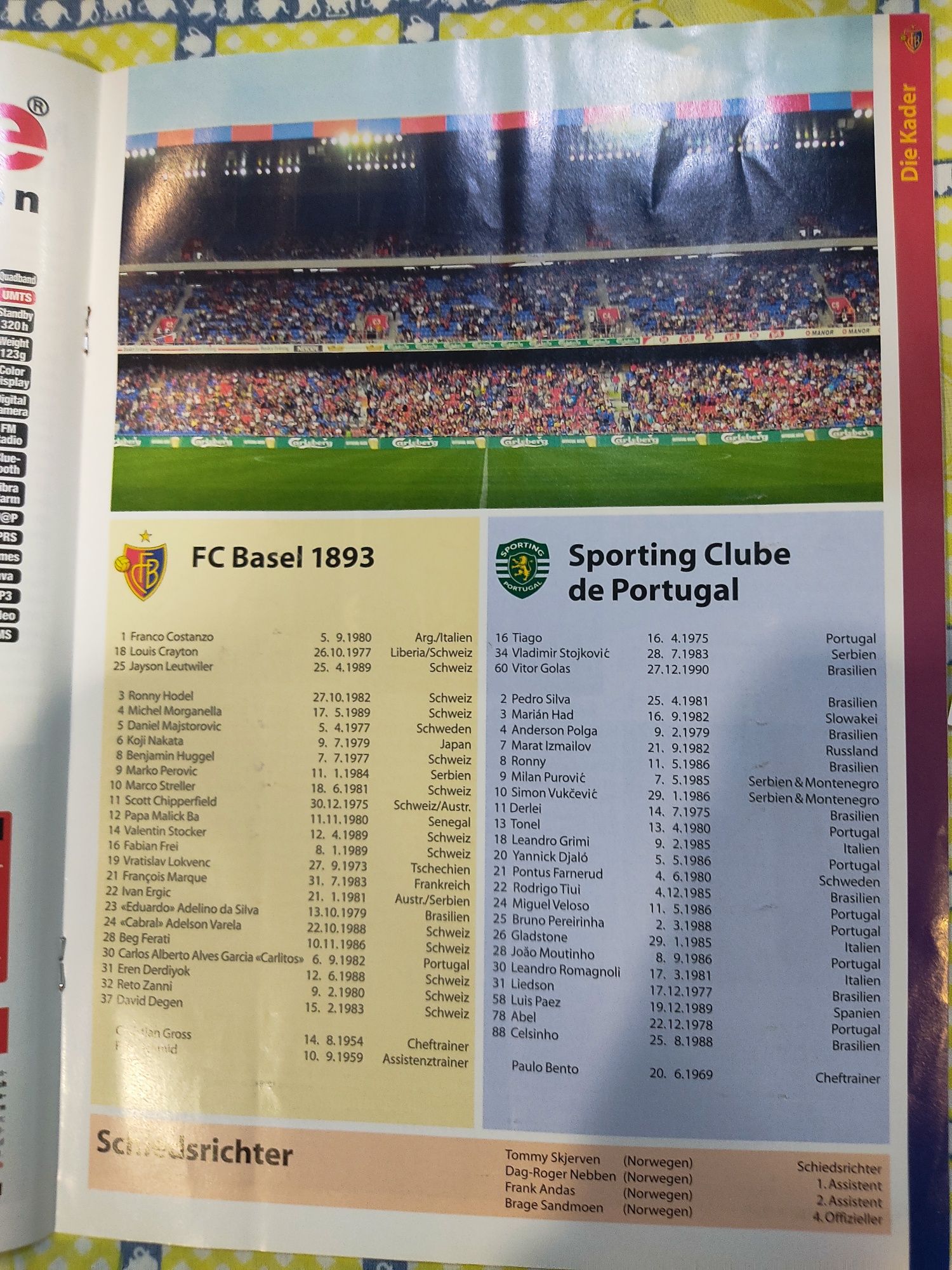 Programa Sporting Basileia liga dos campeões 2008/09