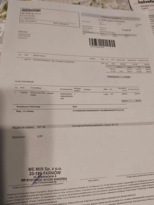 Głośnik bluetooth JBL CHARGE5 jak nowy gwarancja