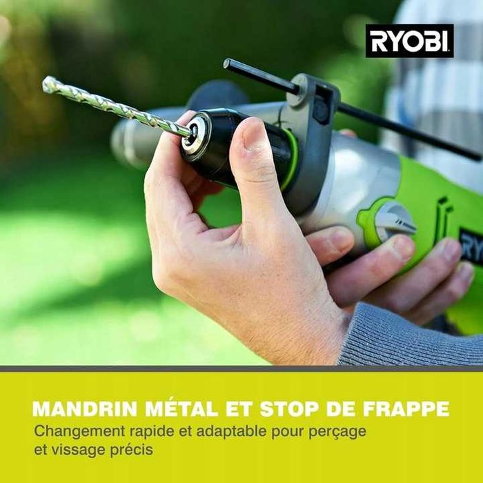 Ryobi RPD1200-K – wiertarka udarowa 1200W, 2 biegi walizka, uchwyt 360