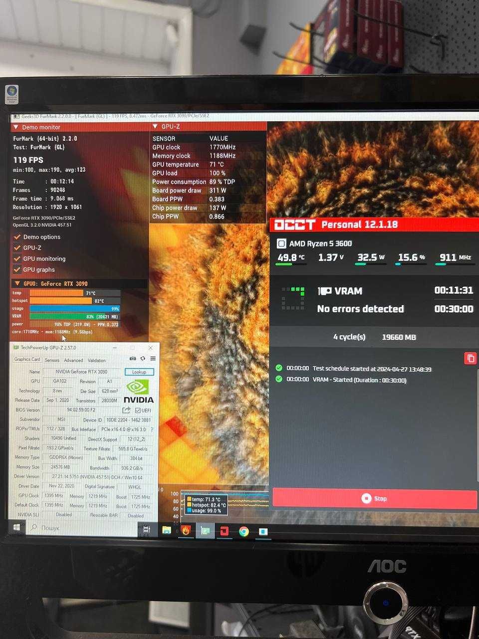 Відеокарта MSI RTX3090 VENTUS 3X OC 24GB GDDR6X (384bit)
