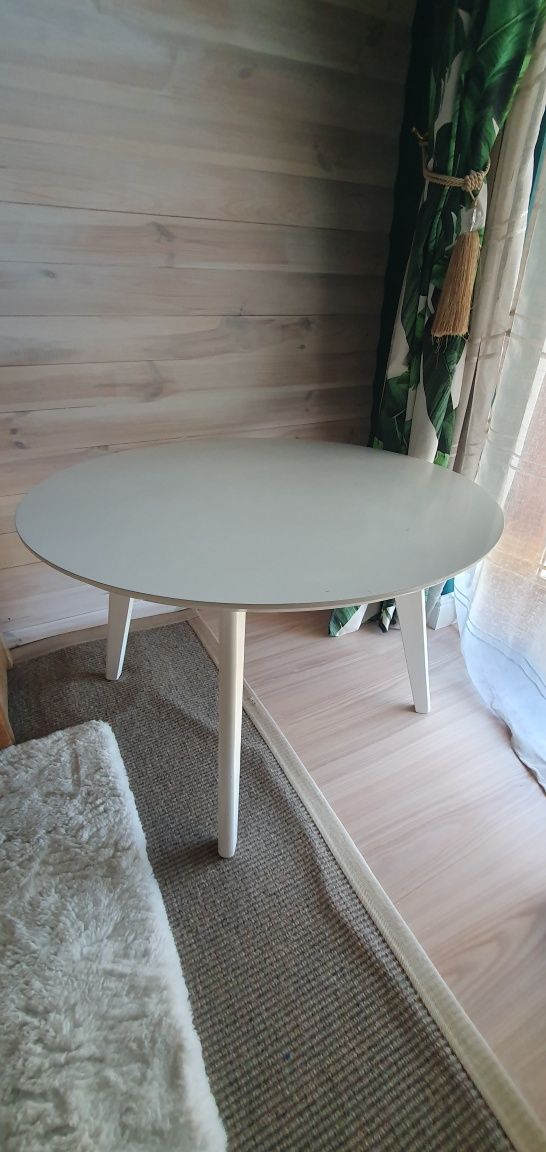 Biały okrągły stolik kawowy - duży 80cm średnica