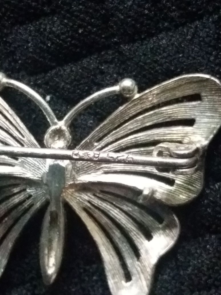 Broszka vintage ze srebra 925 srebrna motylek motyl