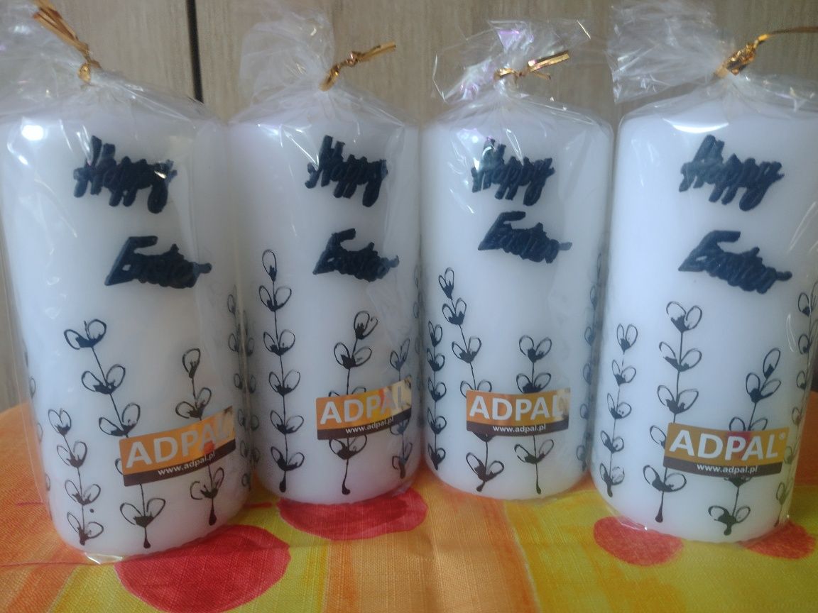 Wielkanoc 4 świece pieńkowe Happy Easter czarne bazie