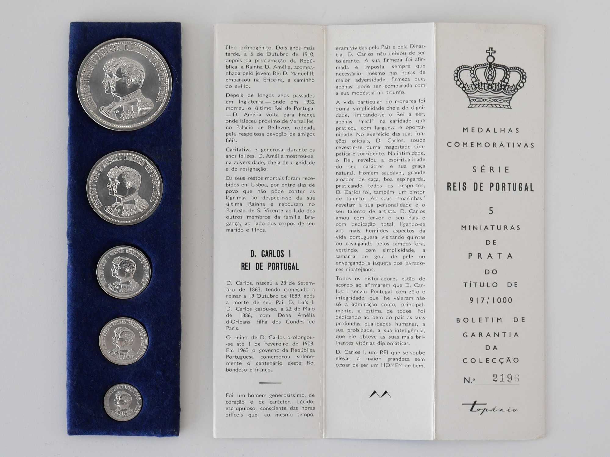 5 Medalhas Comemorativas Série Reis de Portugal em Prata nº 2196