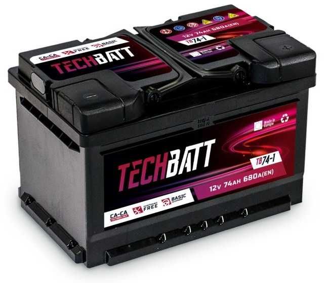 Akumulator 12V 74h 680A P+ TechBatt TB-74-1