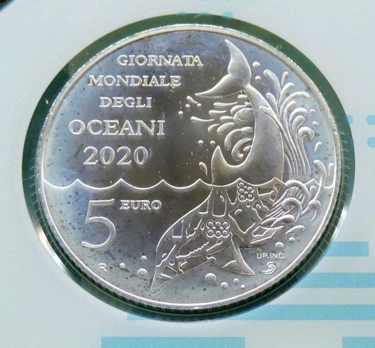 9 Moedas Set San Marino em FDC - Completo 2020 com 5€ Oceani em Prata
