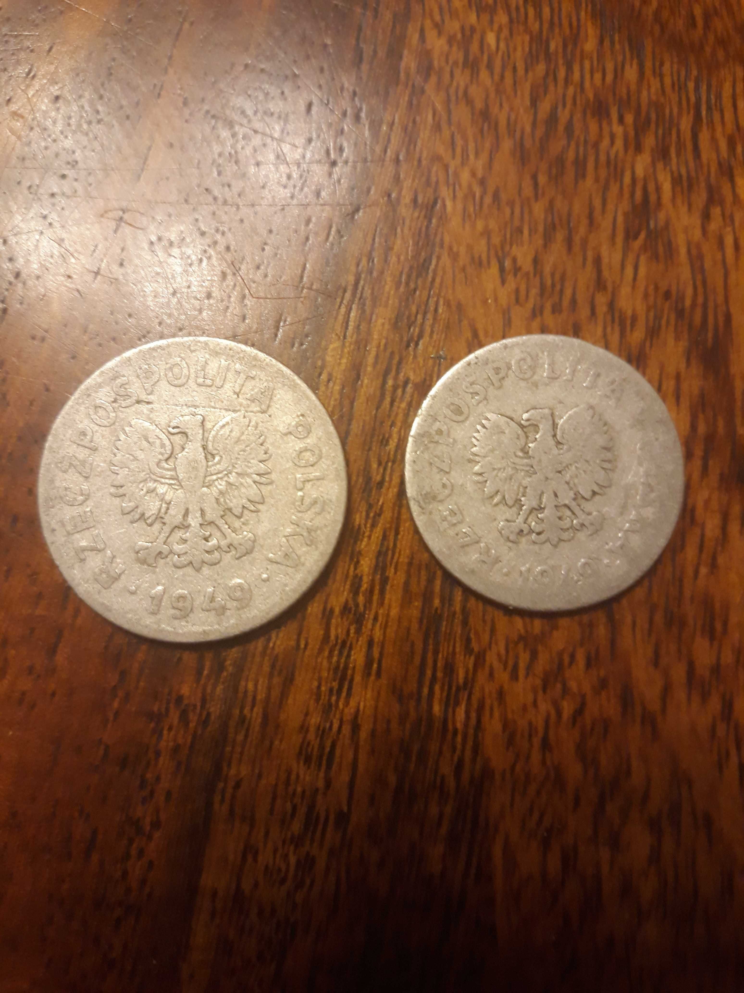 Monety 1 złoty i 50 groszy z 1949 roku