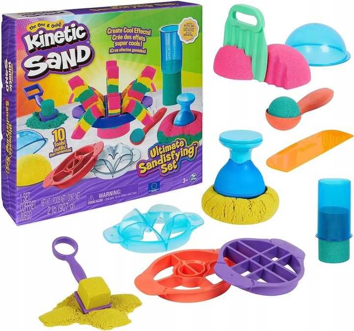 KINETIC SAND piasek kinetyczny  SANDISFYING zestaw 10x akcesoria