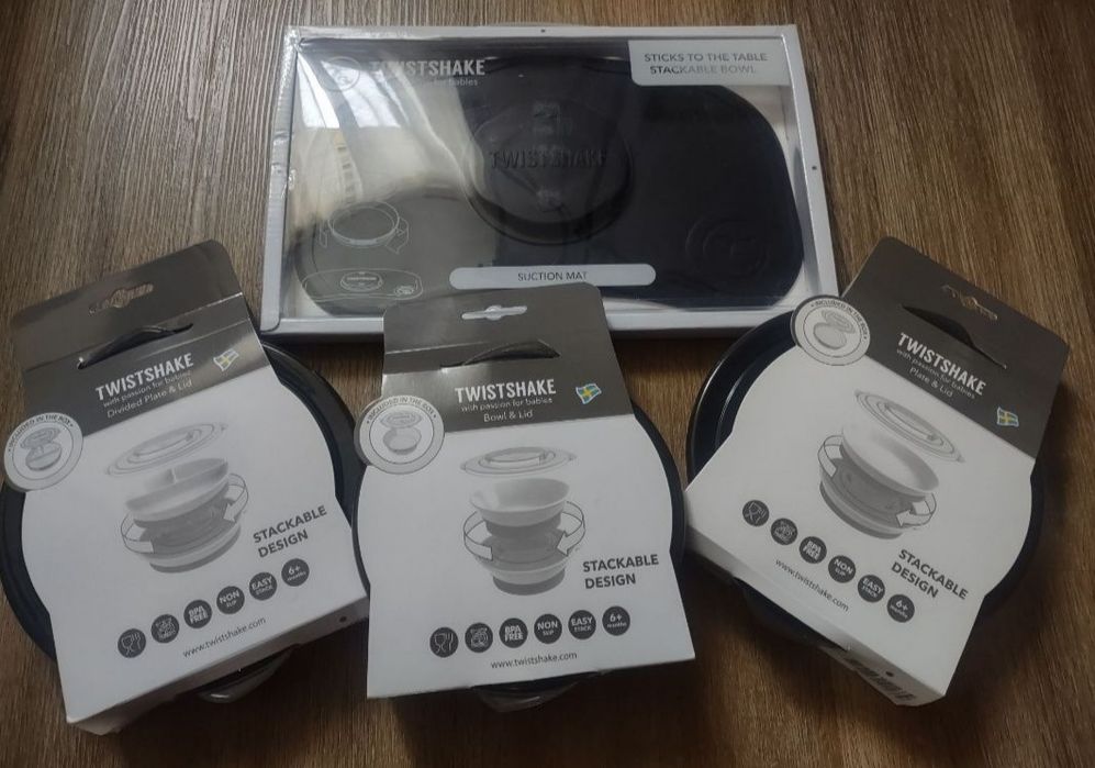 Czarny zestaw Twistshake z mini matą + gratis