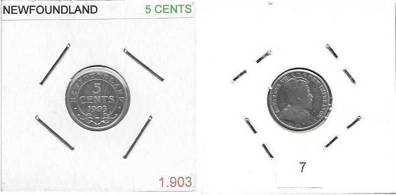 Newfoundland (Canadá) -  5 Cents - 1903 -- Edward VII - Moeda de Prata