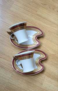 Чайный набор из 2 фарфоровых чашек с блюдцами