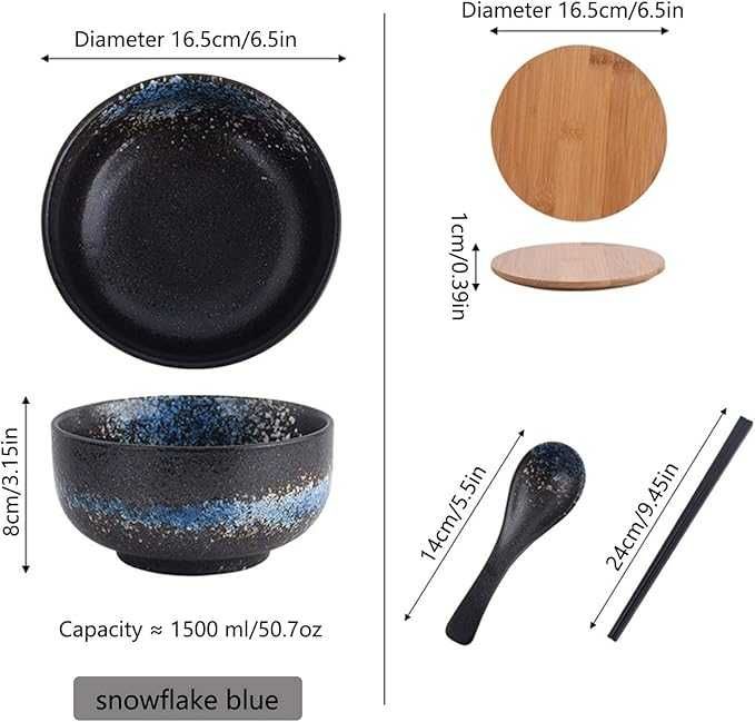 Miska Ceramiczna Porcelanowa Do Ramen Zestaw z łyżkami i pałeczkami