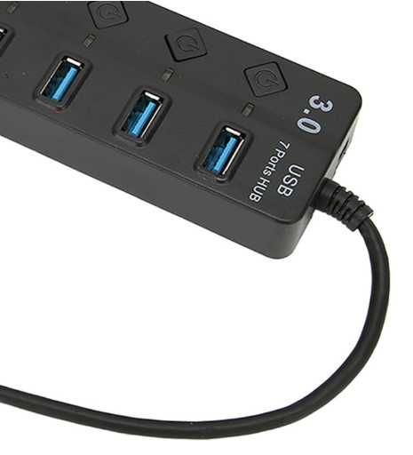 USB 3.0 концентратор на 7 портів Чорний USB-хаб HUB з вимикачами