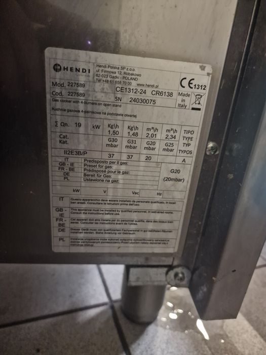 Piec hendi 4palnikowy na gaz