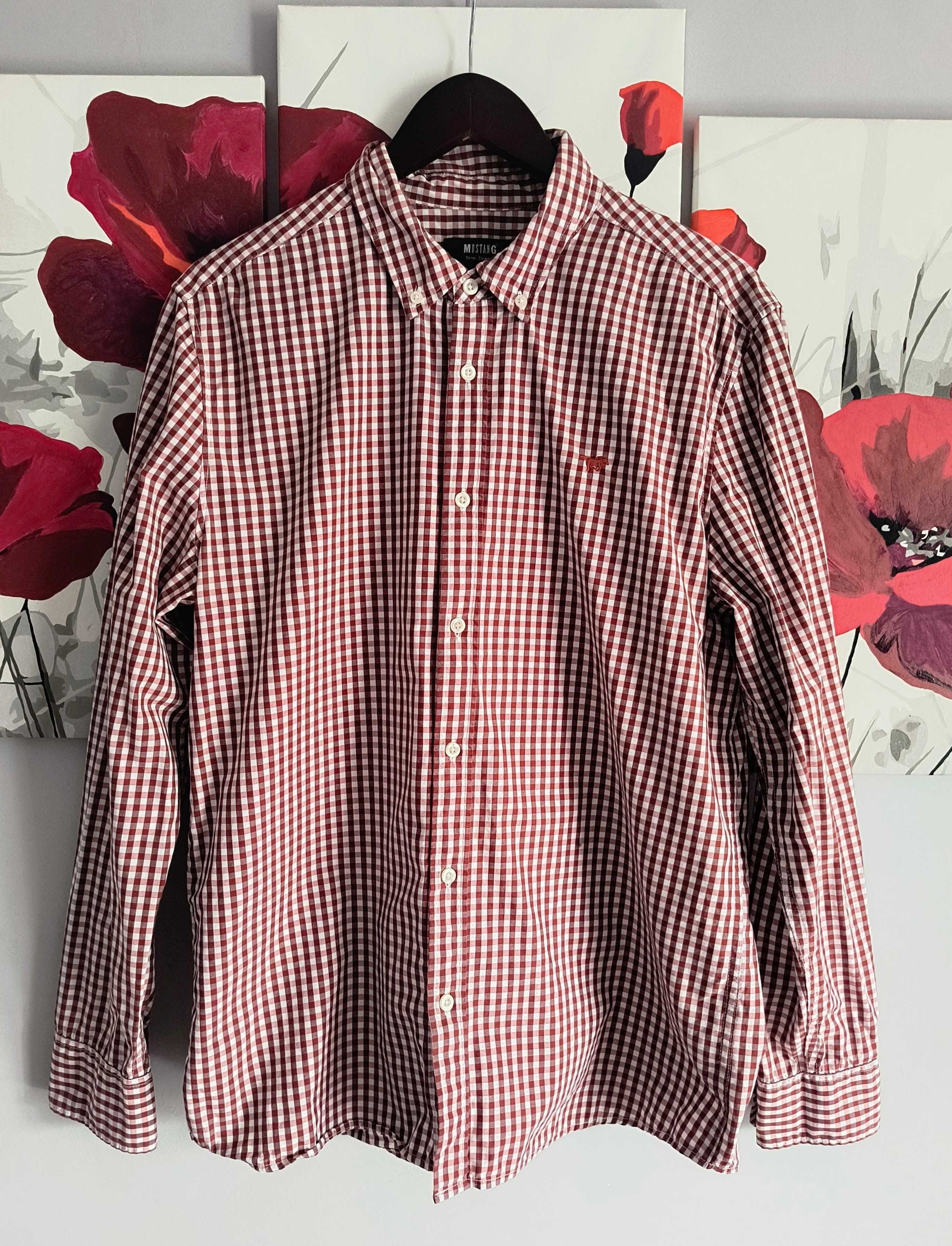 Mustang koszula męska slim fit rozmiar L w kratkę długi rękaw casual