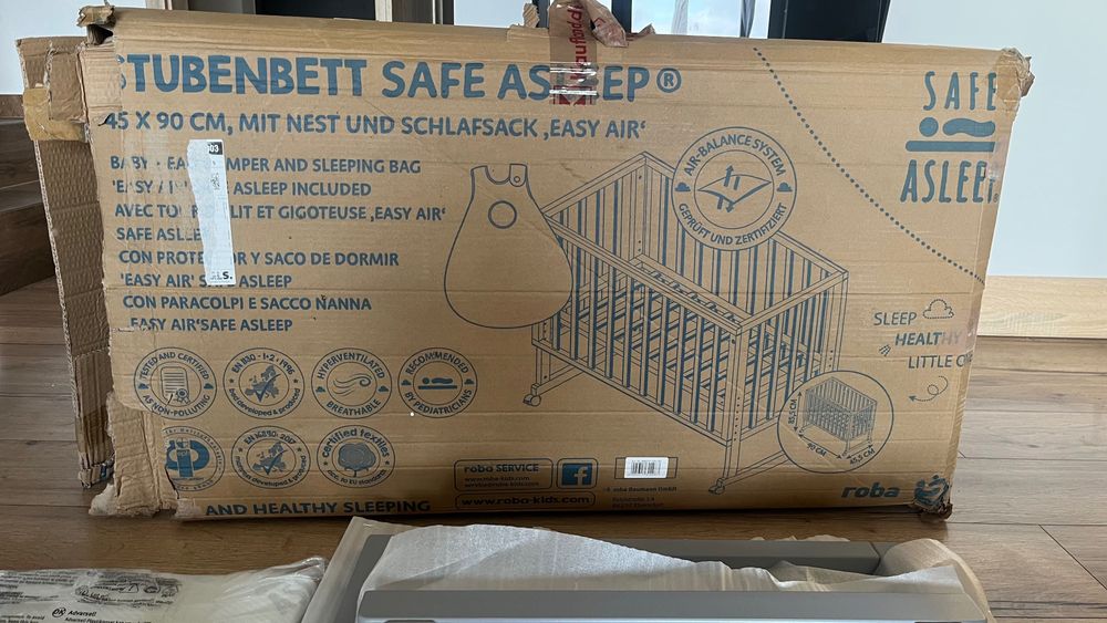 Łóżeczko dostawne roba save asleep 45x90cmKółka,materac,śpiworek