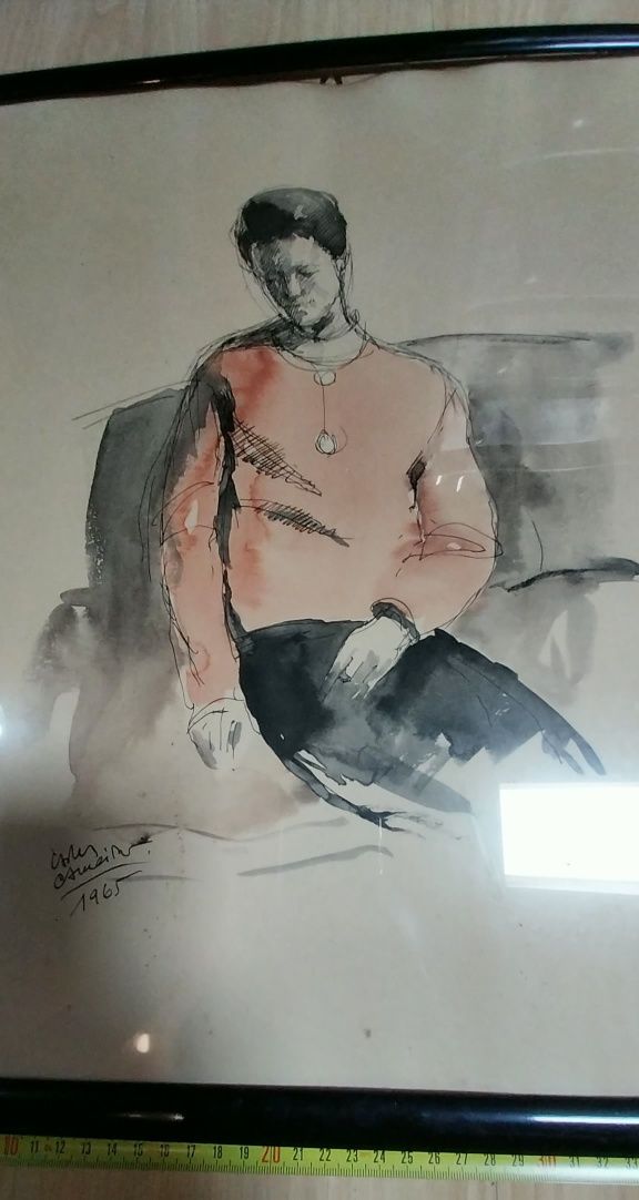 Desenho em aguarela de Carlos Carneiro