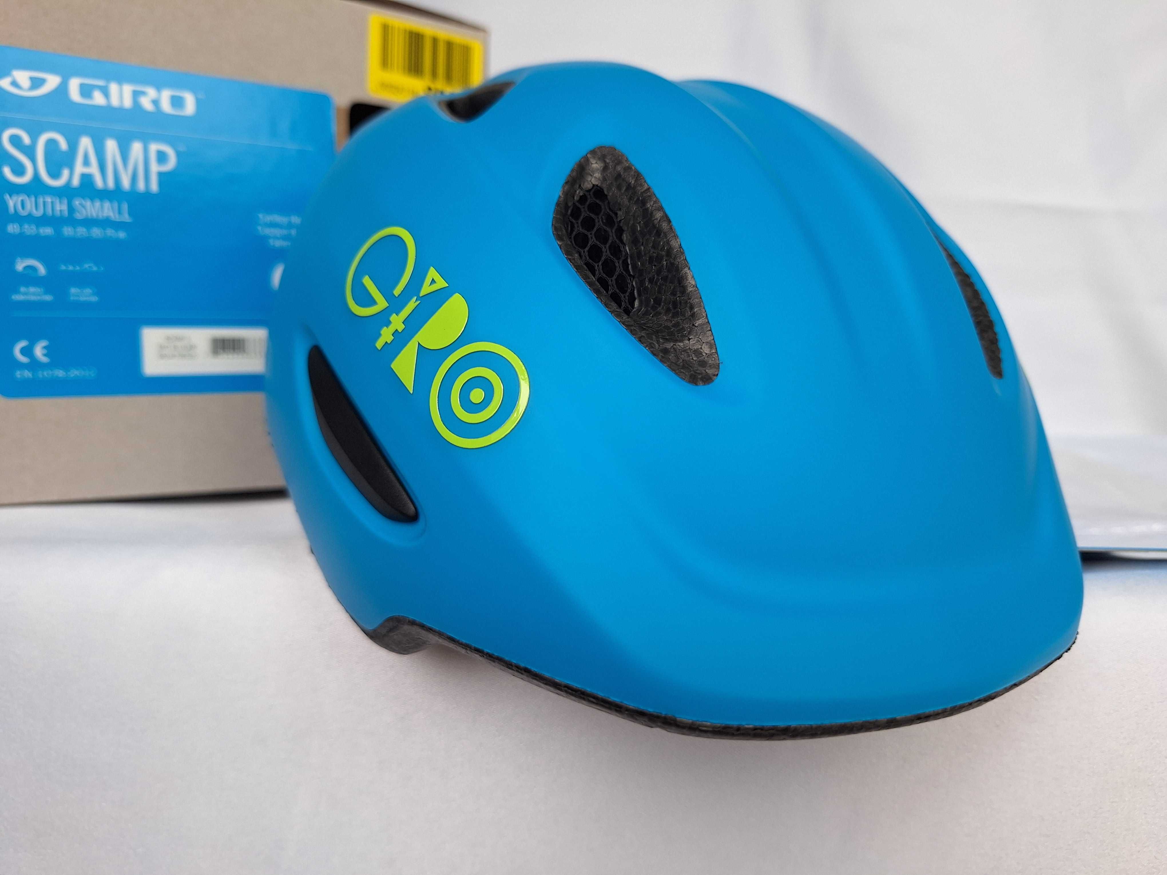 Kask rowerowy dziecięcy Giro Scamp Mat Blue Lime S 49-53cm
