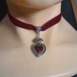 Choker serce czerwone czerwona aksamitka serduszko Lolita alternative