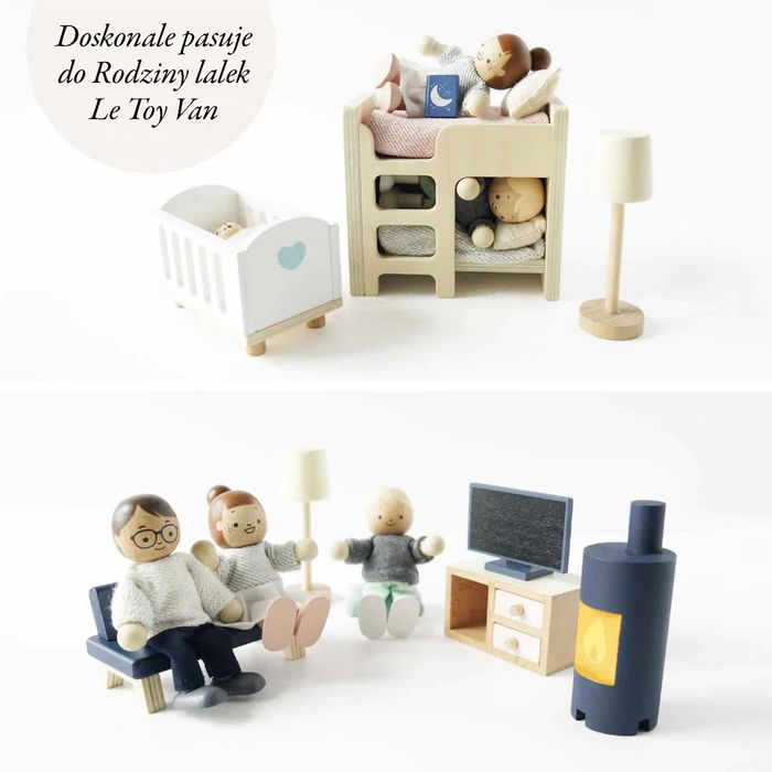 Drewniane mebelki do domku dla lalek duży zestaw, Le Toy Van ME040c