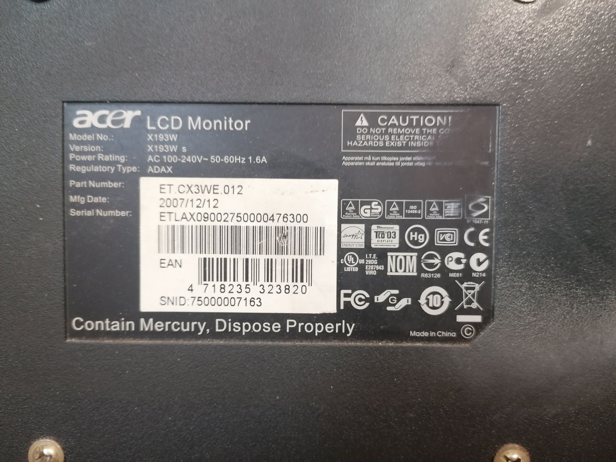 Монитор Acer X193W