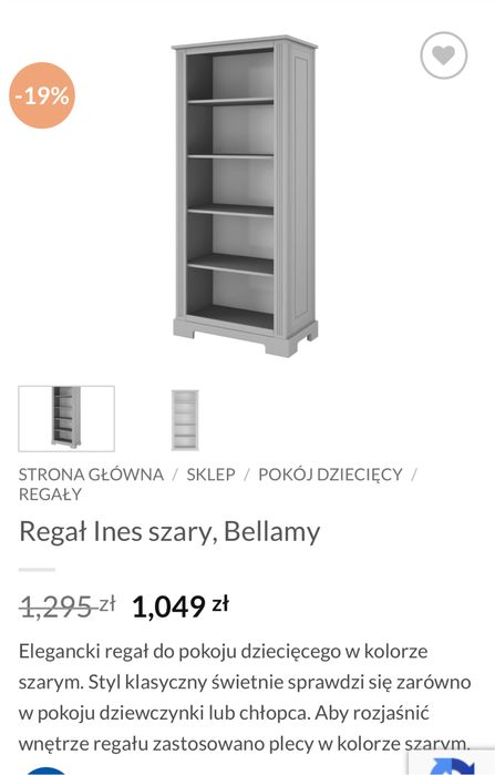 Regal Belkamy model Ines kolor szary
