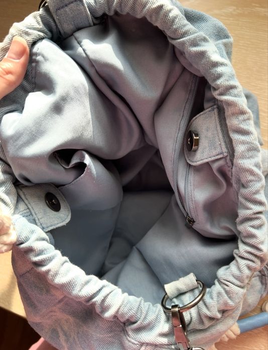 Torba jeansowa worek duża na lato na wakacje na plaże marynarska