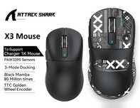 Игровая мышь Attack Shark X3 PAW3395 Pixart Black Mamba BT5.2 Black