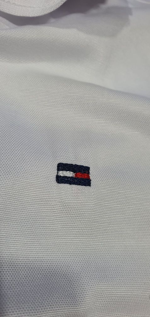 TH Tommy biała koszula bawełna małe logo premium L