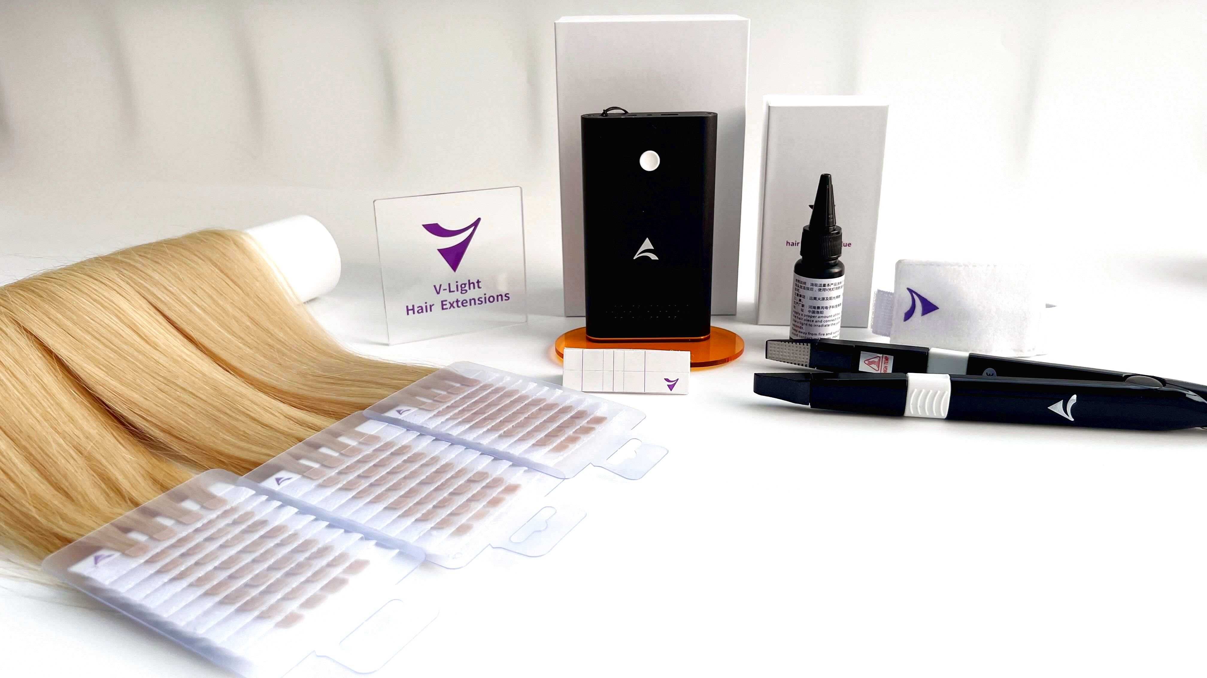 Oryg V-Light Hair Extensions Niewidoczne Przedłużanie Włosów UV Zestaw