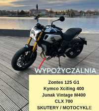 Wynajem wypożyczalnia Zontes G1 motocykli, skuterów 50 / 125/ 400 /700