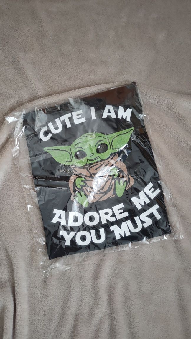 Bluzka koszulka t-shirt czarna z baby Yoda bawełniana bawełna 100%