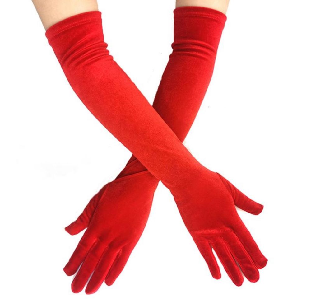 Довгі/Високі червоні/чорні вінтажні бархатні/велюрові/ рукавички
