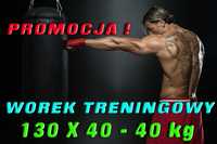 Worek treningowy bokserski 130x40x40kg, gruszka lub skakanka gratis