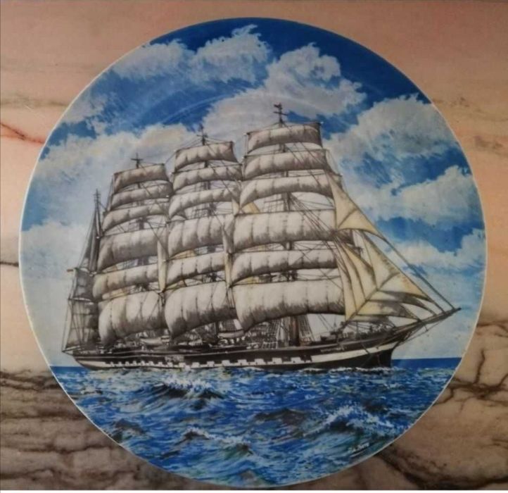 Conjunto de 5 pratos barcos veleiros