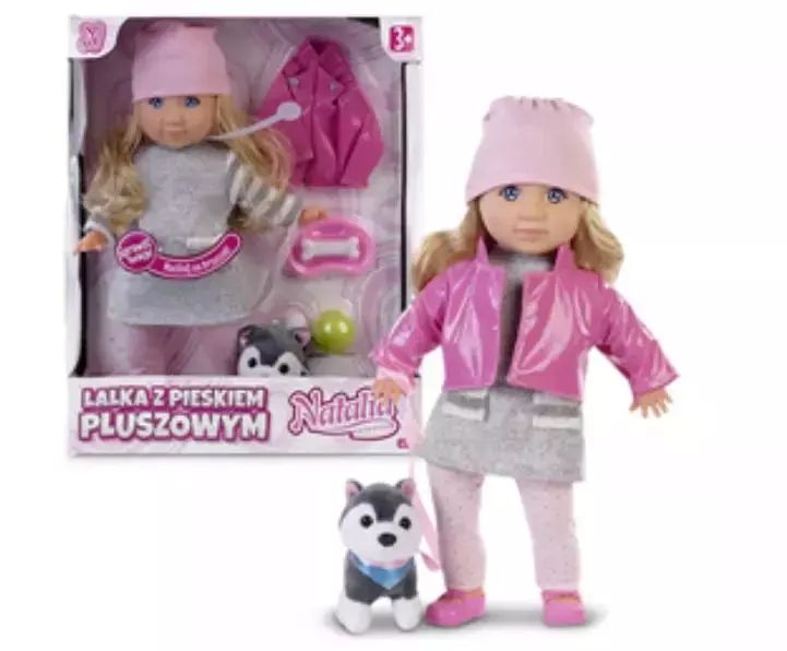 Lalka Natalia z pieskiem pluszowym 35cm. Artyk. Nowy Produkt
