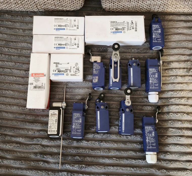 Wyłączniki krańcowe, krańcówki Telemecanique, Lovato, różne, NOWE