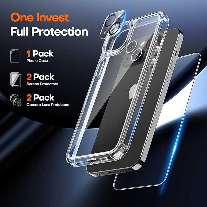 TAURI zestaw do iPhone 15 plecki szkło hartowane obiektywu bezbarwny