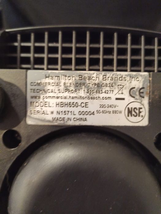 Blender kielichowy Hamilton Beach model, gastronomicznyHBH 650