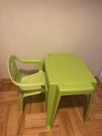 Stolik zielony z krzesełkiem plastikowy dziecięcy