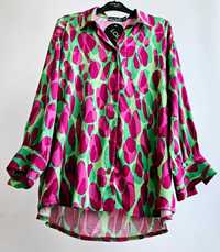 Koszula damska wzorzysta  zielono - różowa 36 lola