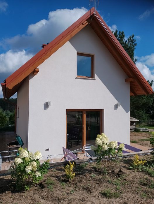 Lawendowy całoroczny komfortowy domek z kominkiem na Kaszubach