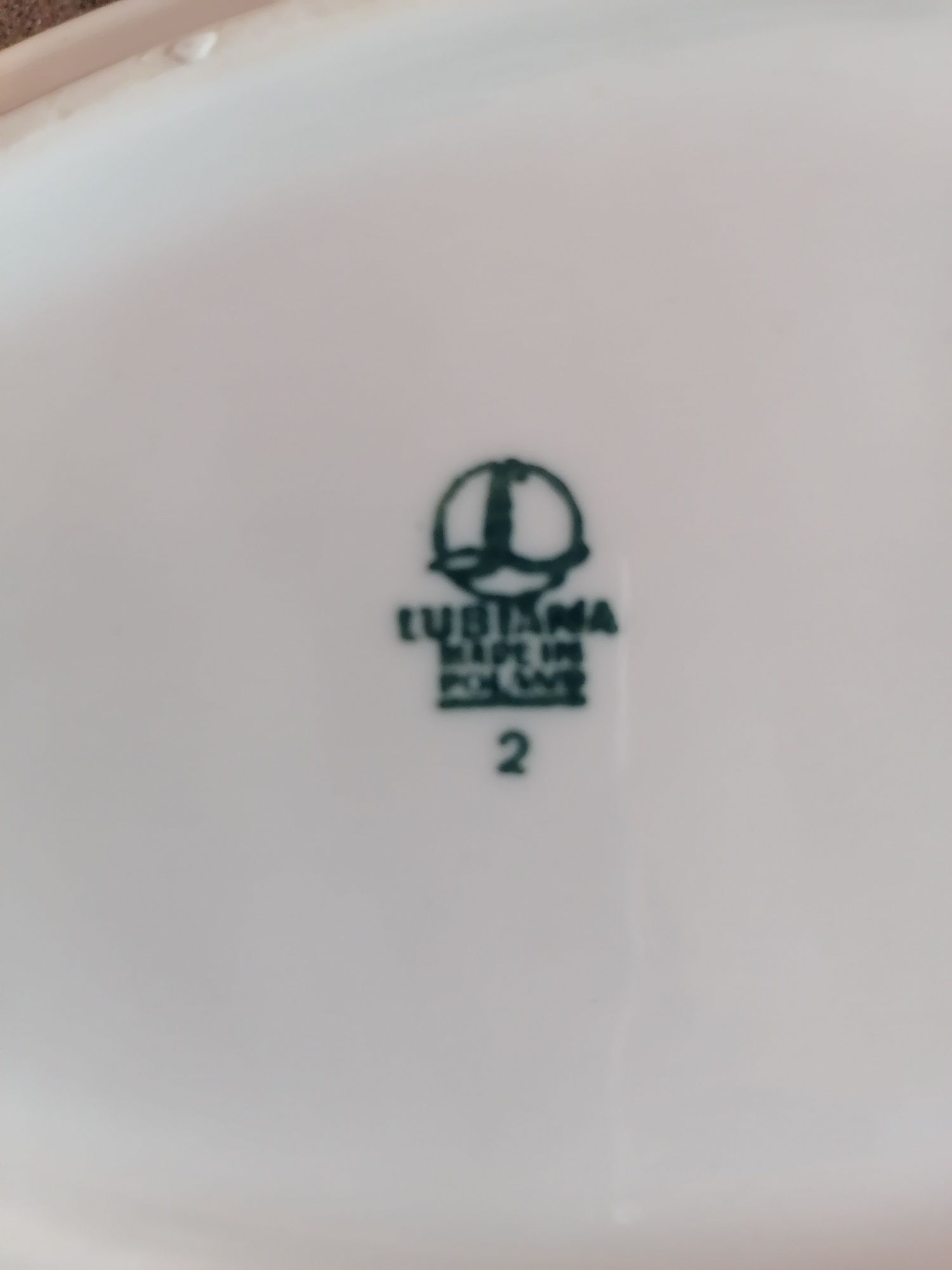 Półmisek mały Lubiana- logo Społem. Szerokość 14 cm, długość 24 cm.
