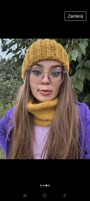 Komplet wełniany czapka plus komin