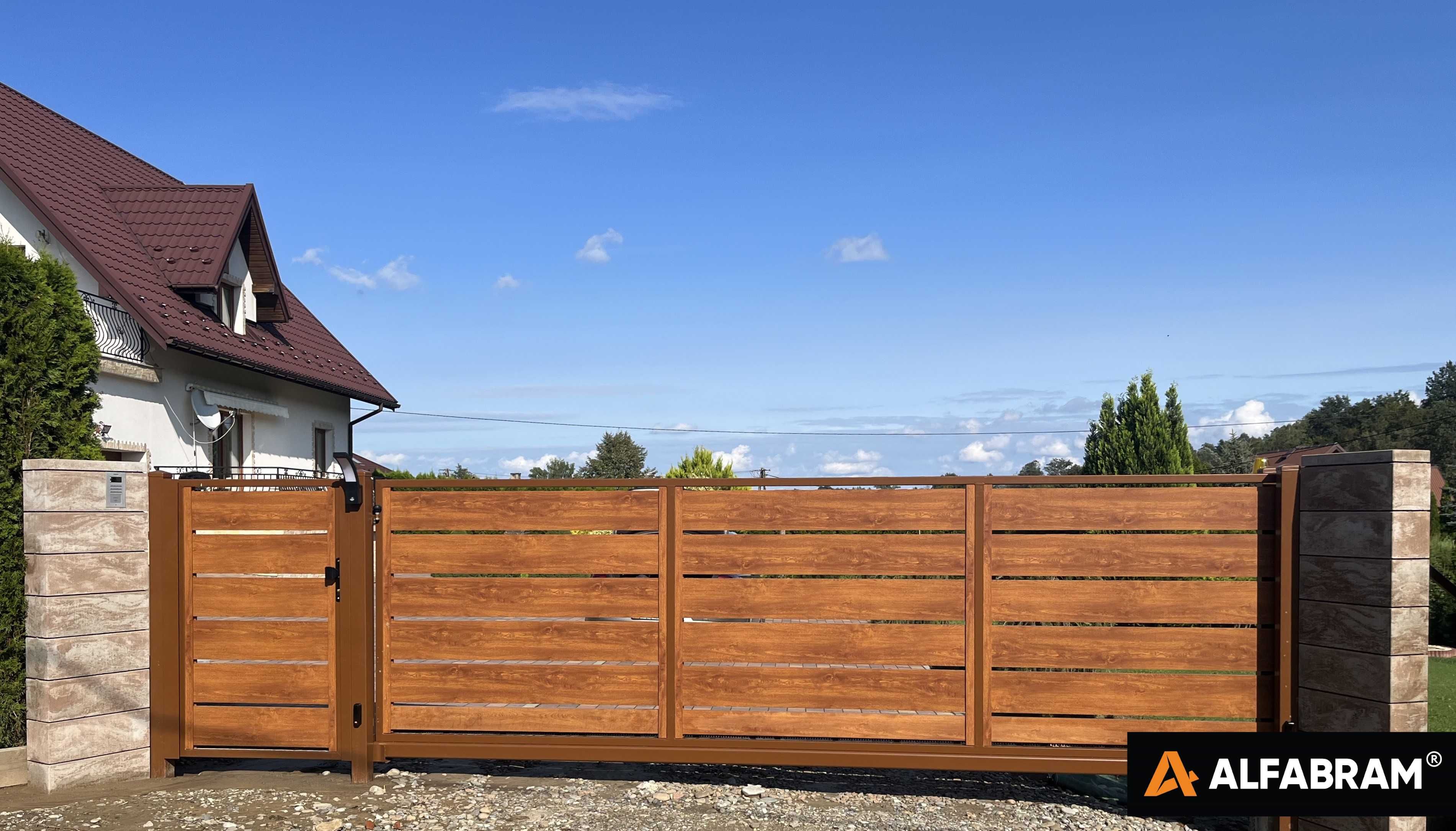 Brama przesuwna aluminium drewnopodobna #Producent na wymiar !!