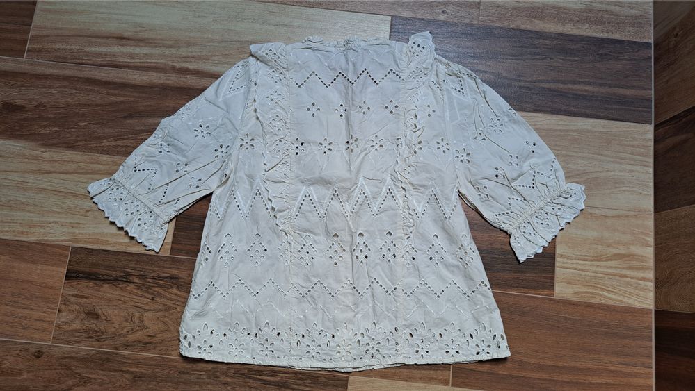 Komplet ażurowy Zara r.M spódnica bluzka ecru hafty kpl blogerski boho