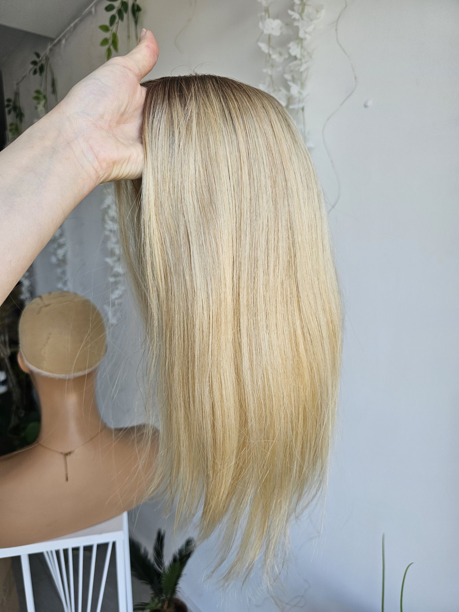 Tupet topper Kris jasny blond z odrostem włosy naturalne 50 cm