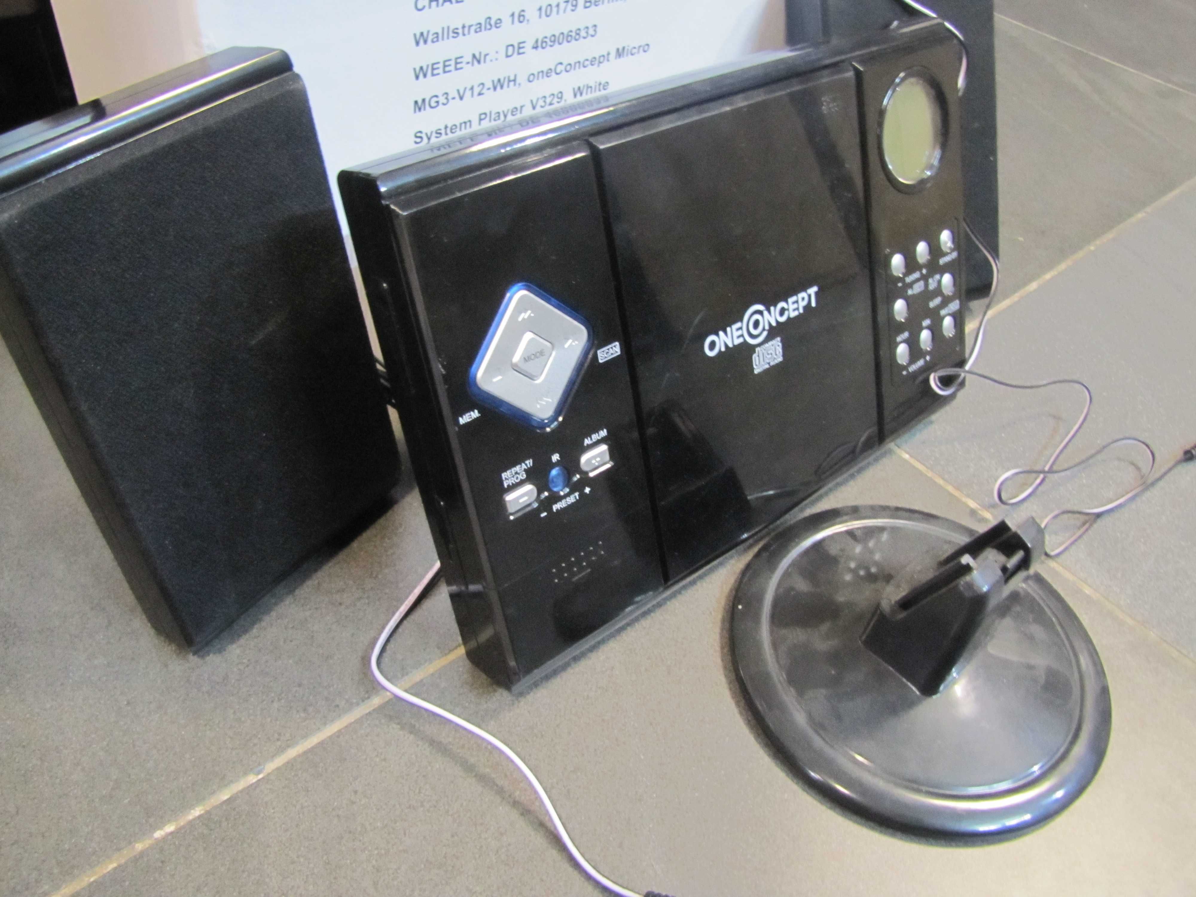 Wieża stereo odtwarzacz CD USB SD AUX MP3 czarny OneConcept