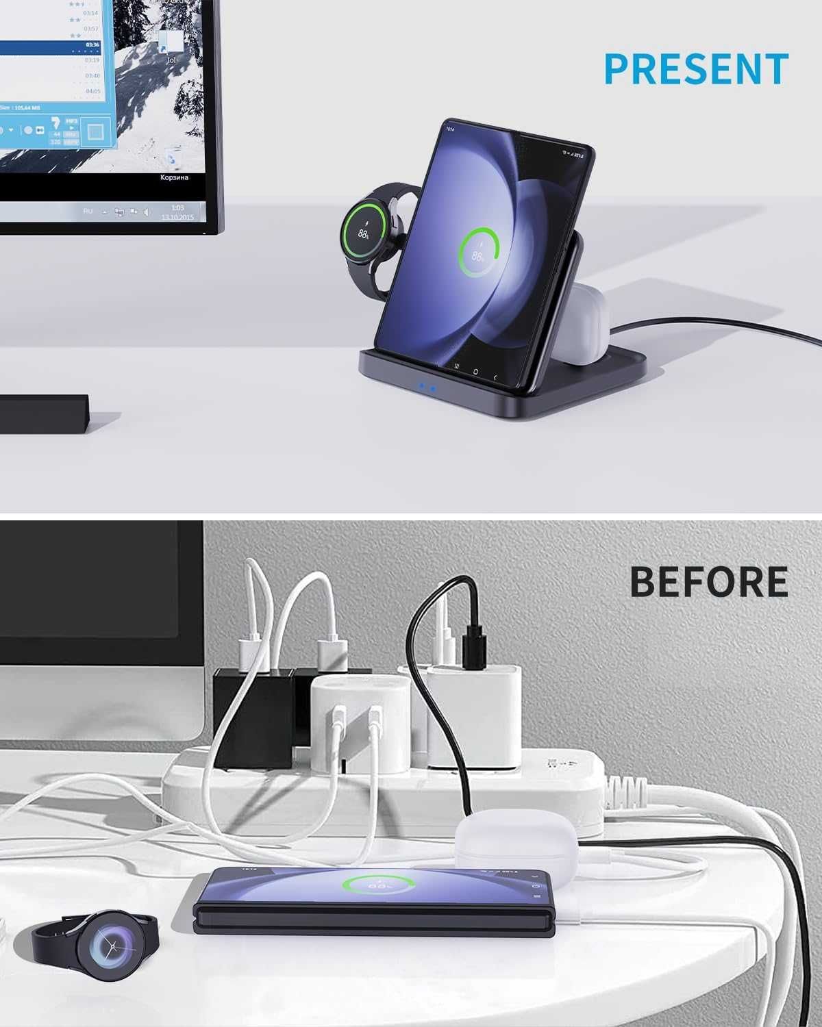 Ładowarka bezprzewodowa 3w1, do Samsung